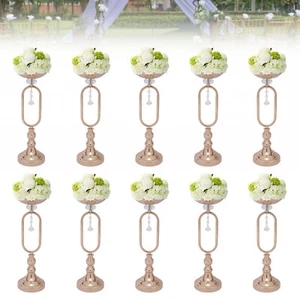 10 pezzi 44 cm matrimonio vaso di fiori dorato portacandele festa vasi cerimonia decorazione - Foto 1 di 14