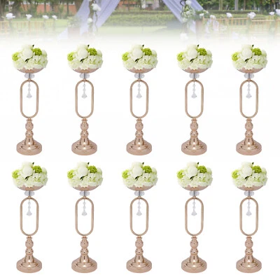 10PCS 44cm Hochzeit goldene Blumenvase Kerzenhalter Party Vasen Zeremonie Dekor - Bild 1 von 4