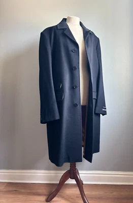 PIERRE CARDIN 100% WOOL TRENCH COAT XL 48 black angora cashmere unworn long - Image 1 of 4