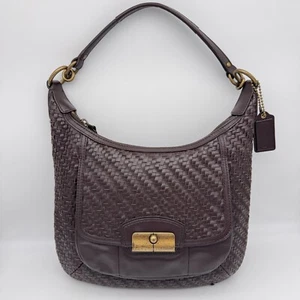 Vintage Coach Kristin geflochtenes Leder Hobo Schultertasche Handtasche Reißverschluss braun - Bild 1 von 20