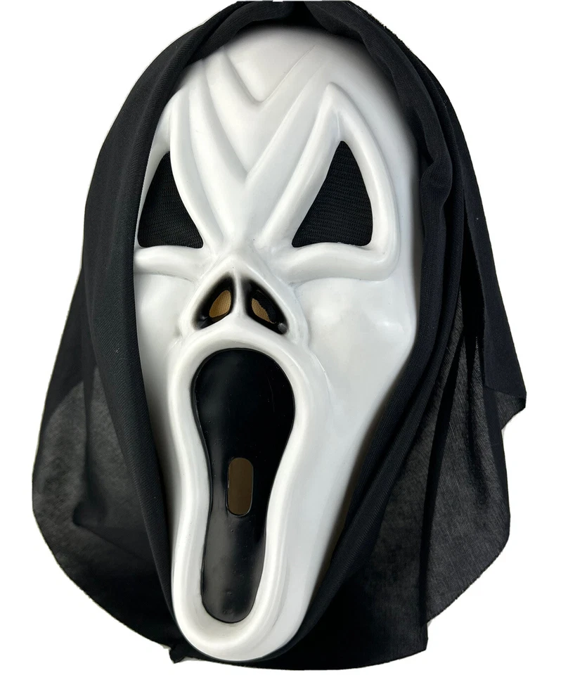 Scream Halloween Costume Long Face Ghost Mask Hood Black Rubies - Image 1 of 4