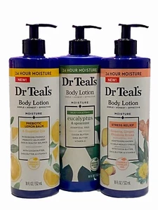 Dr Teal's 3pc Body Lotion Bundle - Stress Relief, Prebiotic, Rejuvenate 18oz ea - Picture 1 of 19