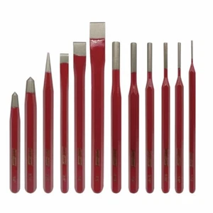 Juego de 12 punzones y cinceles cinceles fríos centro de arranque punzón metal pesado con estuche - Imagen 1 de 5