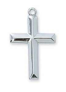 Jesus Pendant Medieval Crucifix Chain Necklace 18 Inch Rhodium Plated Cross - Picture 1 of 1