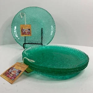 Turkish Delights 8" Glas Deko Teller Grün Türkis Aqua 4er Set - Bild 1 von 7
