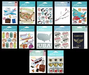 Jolee's TRAVEL & VACATION Stickers ROAD TRIP AIRPLANE LUGGAGE USA MAP PASSPORT - Picture 1 of 13