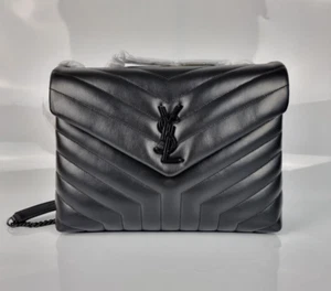 Saint Laurent Loulou Medium Black Leather Shoulder Bag New - Picture 1 of 9