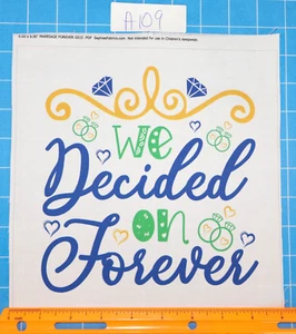 Bloque de acolchado de costura panel tela 100 % algodón 8"x8" We Decided on Forever A109 - Imagen 1 de 2