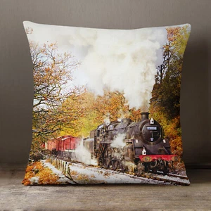 40cm Cushion Cover with Inner - Beck Hole Train Design - Handmade In The UK - Picture 1 of 5