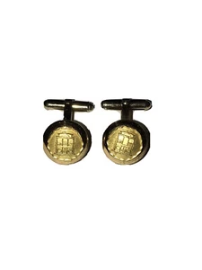 Vintage Cufflinks Tramways London Badge Co. Gold Tone Buttons - Picture 1 of 3