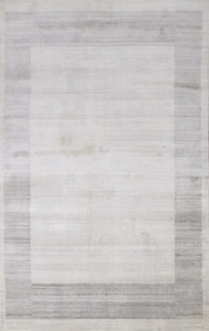 Silk Soft Plush Bordered Gabbeh Modern 5'x8' Area Rug Hand-knotted Foyer Carpet - Picture 1 of 12