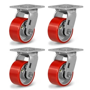 4" Casters, Heavy Duty Industrial Caster Wheels Swivel Casters Set of 4-3200lbs - Picture 1 of 6