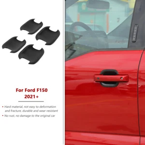 Black Exterior Door Handle Bowl Cover Trim Bezel For Ford F150 2021+ Accessories - Picture 1 of 11