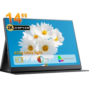 UPERFECT 14" 2K Tragbarer Monitor 2560x1440 Gaming Monitor Bildschirm für PS4/5 - Afbeelding 1 van 6