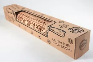 Embossed Wooden Rolling Pin Christmas Tree Snow Hearts Design 17” Poland NIB - Picture 1 of 9