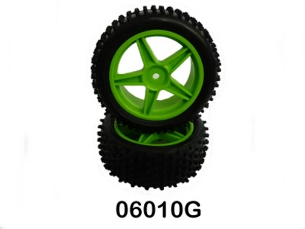Couple Wheel Complete Green Front Buggy 06010G Tire And Rim 2 Pieces HIMOTO - Image 1 of 1