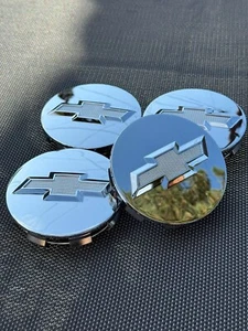 CHEVROLET SET OF 4X 83mm CHROME Wheel Center Caps SILVERADO, SUBURBAN, TAHOE - Picture 1 of 8