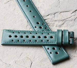 4 VERKAUFT! Racing grün Vintage Uhrenband 21mm Leder gelocht 1960er/70er Racing - Bild 1 von 4