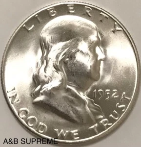 1952 S Franklin Half Dollar From OBW Roll Estate Hoard Ch-Gem Bu Unc. 90% Silver - Picture 1 of 6