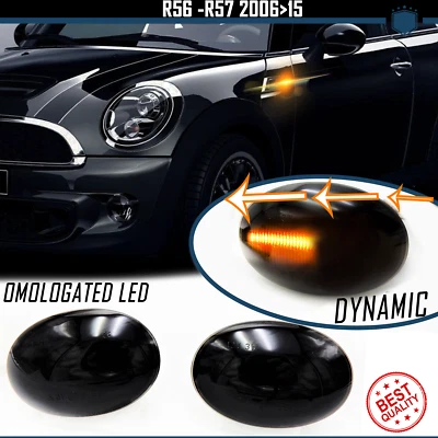 Frecce LED Sequenziali Dinamiche per Mini COOPER R56 R57 Nere CANBUS Omologate - Immagine 1 di 4