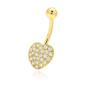 2CT Round Cut Lab-Created Diamond Belly Button Navel Ring 14K Yellow Gold Plated - Picture 1 of 8