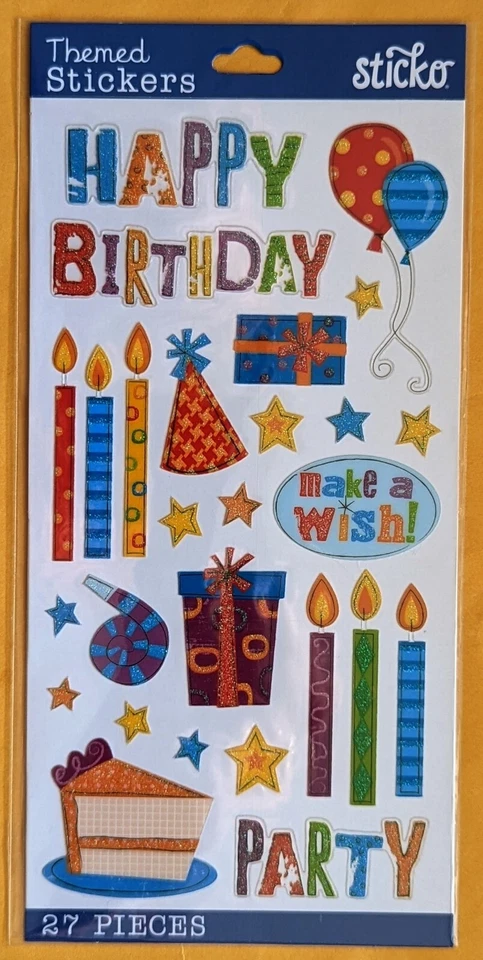 Happy Birthday Sticker Sheet/27 pieces/ Sticko - Image 1 of 1