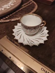 Antique 1890s ? Germany Bone China Hand Painted Cup & Saucer - Picture 1 of 3