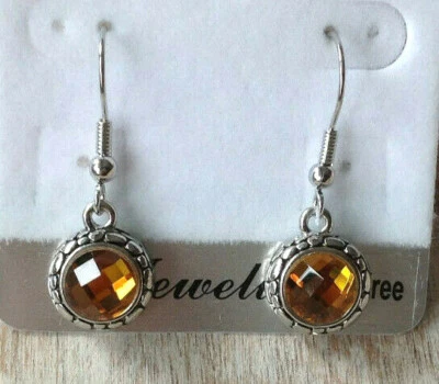 Pendientes colgantes tono plata champán circonita cúbica 1,25" largo Foto 1 de 4