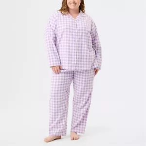 Size 22 AVELLA Women's Purple Check Flannelette Pyjama PJ Set Top & Bottoms NEW - Picture 1 of 6