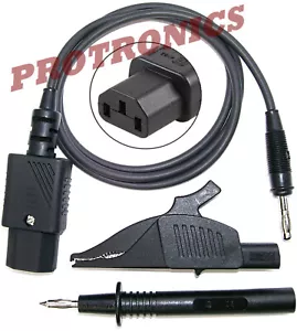 LEAD - IEC -C13 to ALLIGATOR CLIP & PROBE Earth Lead Test & Tag Appliance Tester - Picture 1 of 2