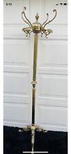 Gorgeous Antique Vintage Brass Coat Rack Hall Tree Lion Head Claw Feet  67" Tall