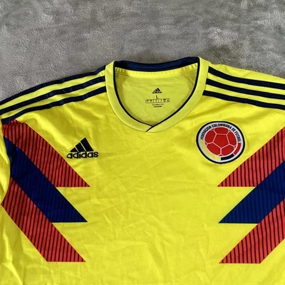Colombia Soccer Jersey Mens Large Yellow 2018 World Cup FIFA Adidas Climalite - Image 1 of 4