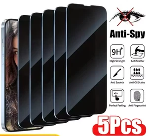 Pack de 5 protections d'écran anti-espion pour iPhone 16/ 15/ 14/ 13/12/ 11 Plus/Pro/ Max - Photo 1 sur 6