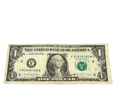 U.S. 1988A $1 FEDERAL RESERVE NOTE, S/N F 91836180 M (#484) - Image 1 of 2