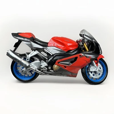 Maisto Diecast APRILLA RSV4 1000 Model motorcycle Red Gray & Blue Wheels - Image 1 of 4