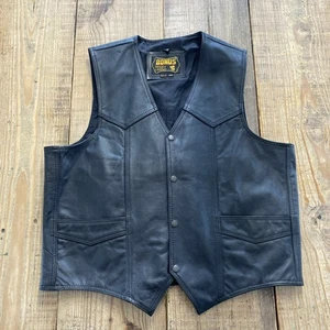 Gilet Bonus in vera pelle da uomo taglia 48 in pelle nera - Foto 1 di 8