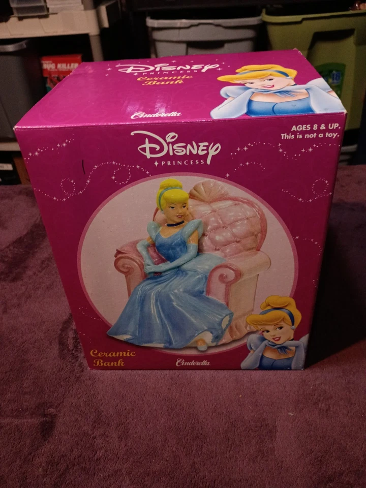 Disney Cinderella At The Ball Ceramic Bank By Park Lane Blue Gown Pink Chair NEW - Image 1 of 4