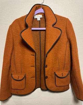 Blazer de lana naranja de esquina informal vintage para mujer 12 chaqueta Foto 1 de 4