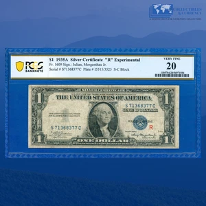 Fr.1609 1935A $1 Silver Certificate EXPERIMENTAL "R", PCGS VF 20 #68377 - Picture 1 of 3