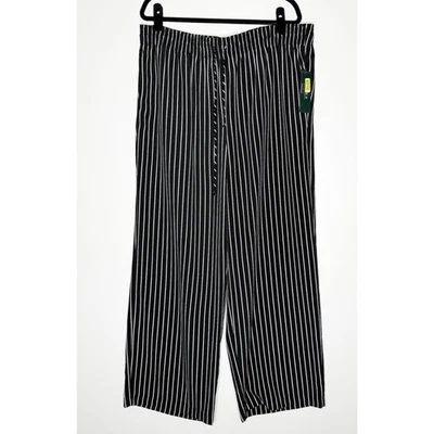 Nuevos Pantalones Lauren Ralph Lauren Satén Rayas Pierna Ancha Cintura Alta Para Mujer Talla 2X Foto 1 de 4