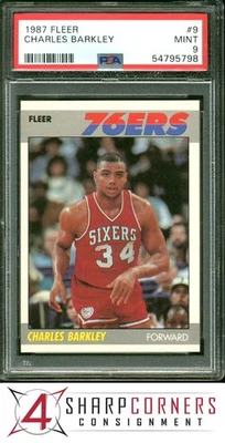 Fleer #9 1987 Charles Barkley 76ers Hof PSA 9 Foto 1 de 4