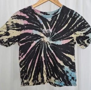 Jay Jays Top XS Black Rainbow Tie Dye Cotton Slogan Tee Short Sleeves - Picture 1 of 5
