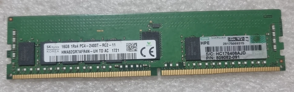 SK Hynix 16GB 1X16GB RAM ECC DDR4 2400MHz PC4-19200 PC4-2400T Server Desktop - Image 1 of 1
