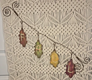 Vintage Metal Wire FALL Sign 4 Leaves 27" w rustic primitive Decor Thanksgiving - Picture 1 of 16