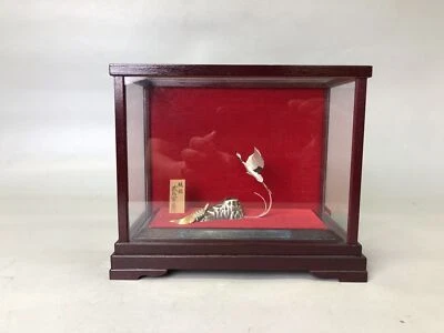 Y7607 OKIMONO plata pura grulla tortuga figura interior antigua Japón Foto 1 de 4