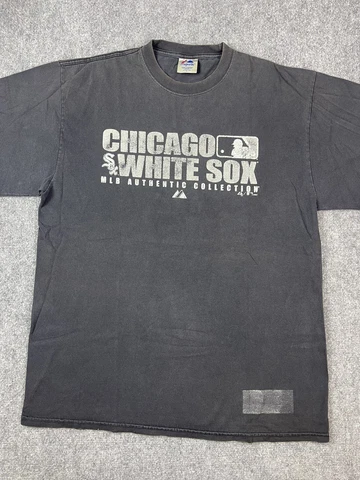 Vintage Chicago White Sox Shirt Adult Large Black Majestic MLB Baseball Y2k Cover
