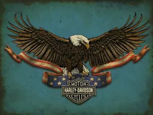 HARLEY DAVIDSON AMERICAN BALD EAGLE 16" HEAVY DUTY USA METAL ADVERTISING SIGN - Picture 1 of 1