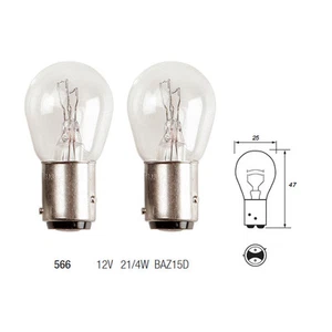 2 x 566 P21/4W Brake Stop & Tail Light Car Bulbs 12v 21/4w BAZ15D Offset Pins - Picture 1 of 1