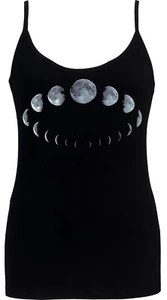 Women's Spaghetti Strap Gothic Tank Top Moon Phases Wicca Astrology Witch - Picture 1 of 1