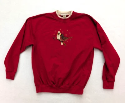 MC Sportswear Women's Sweatshirt Size L Red Cardinal Bird Embroidered - Image 1 of 4